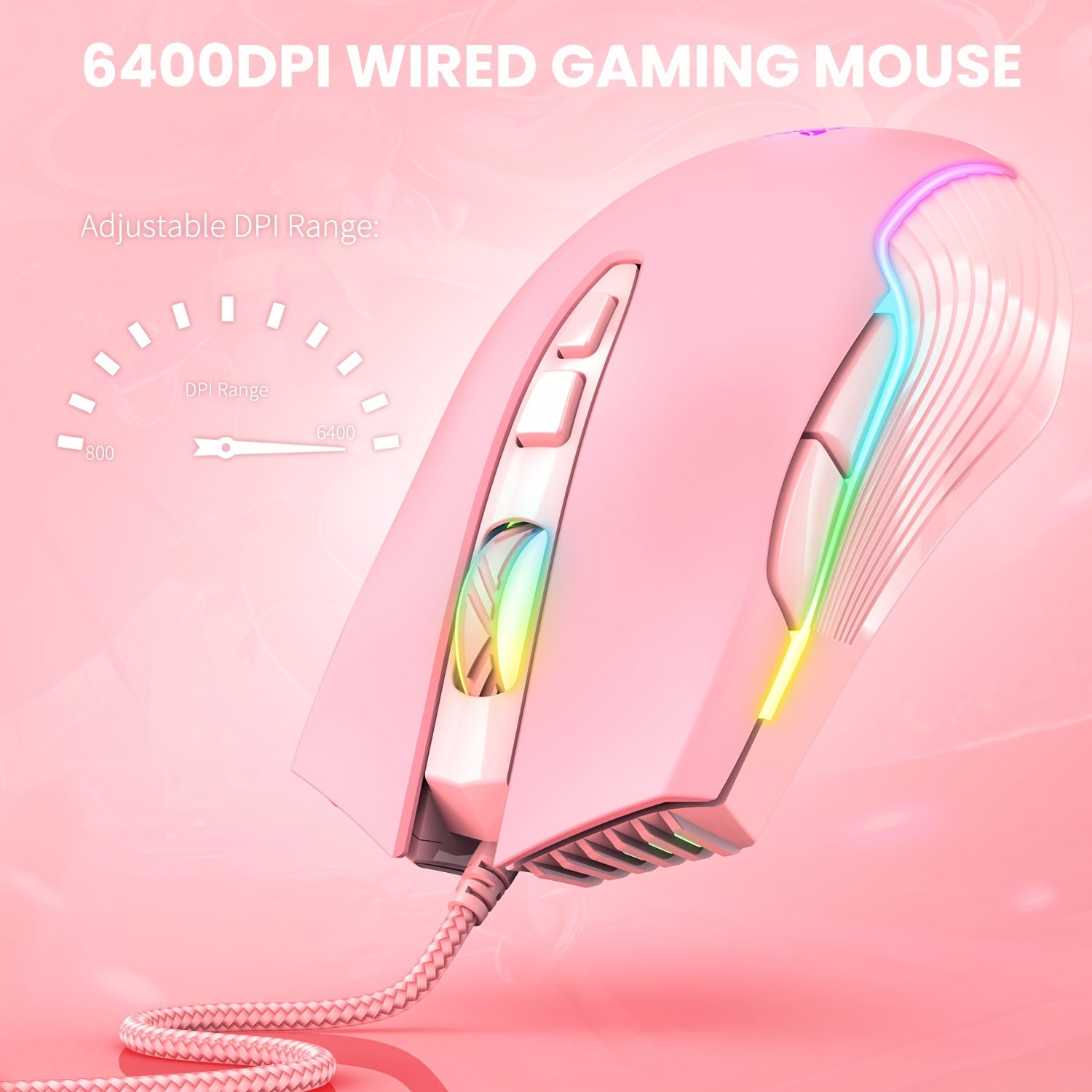 ONIKUMA CW905 Wired Mouse with Silent Operation, Designed for Gaming And Esports, Featuring Mechanical Keys, RGB Lighting, And a Heavy USB Connection for Computers And Laptops.