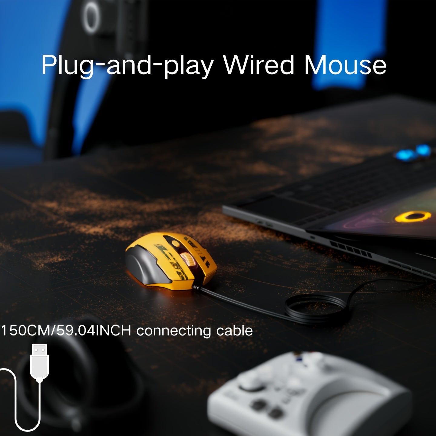Gaming Mouse 6-Button Wired Mouse | Ergonomic Design, 1.5M USB Cable, LED Breathing Lights, Right-Handed for Gaming & Work
