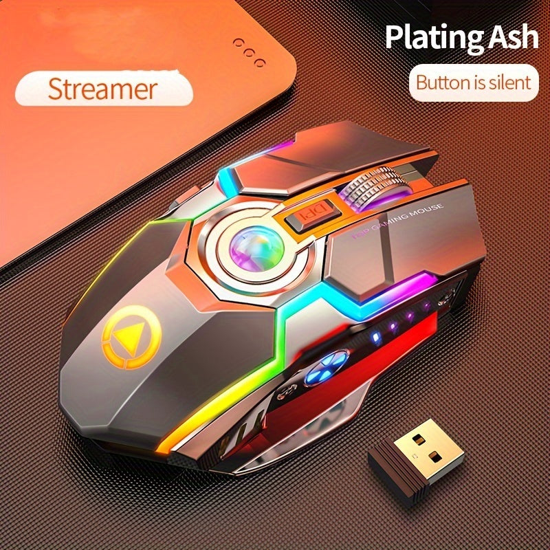 YINDIAO Rechargeable Wireless Mouse, Silent Click, Animal Print, Ambidextrous, Optical Movement Detection