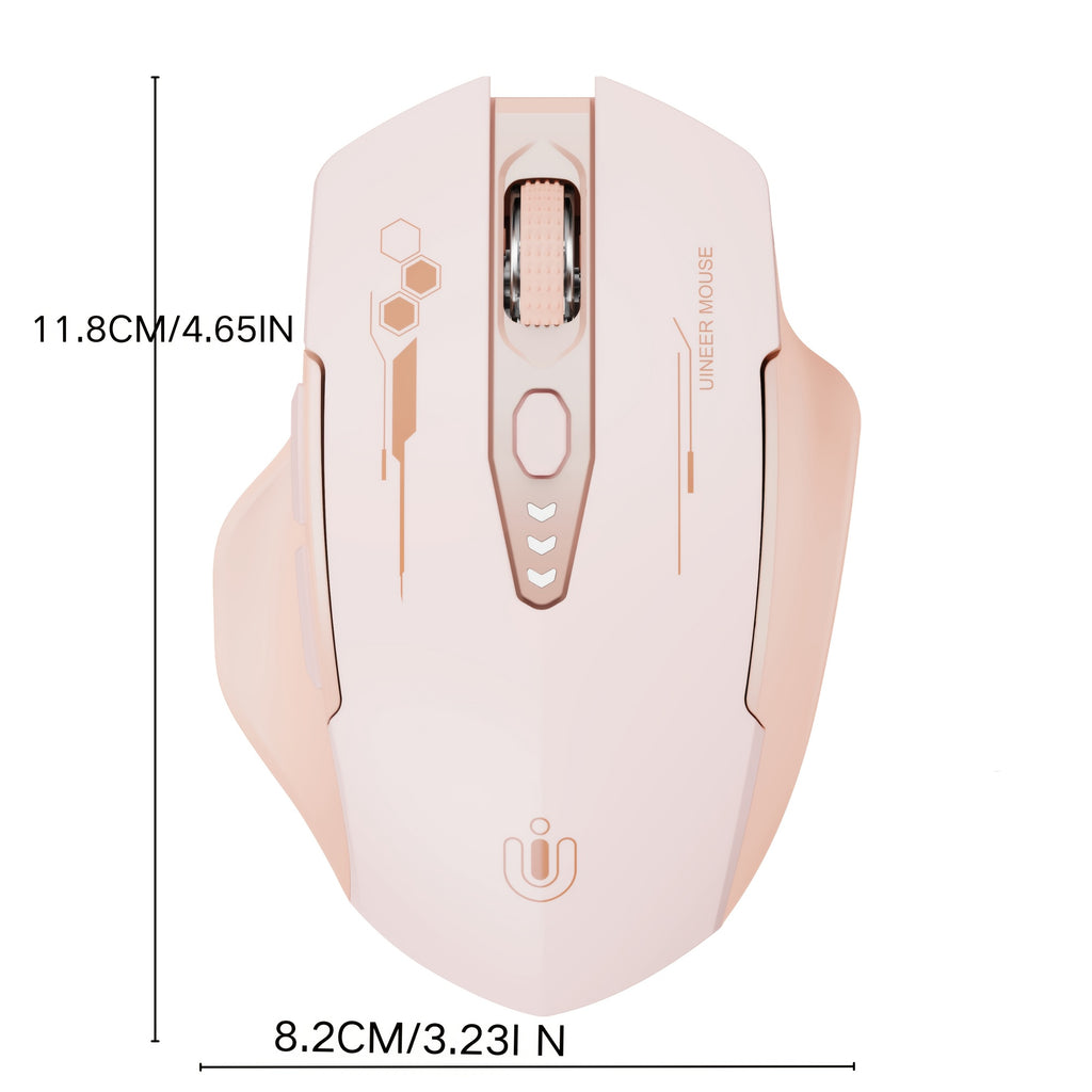 Pink Rechargeable Ergonomic BT Mouse with Visible Battery Indicator