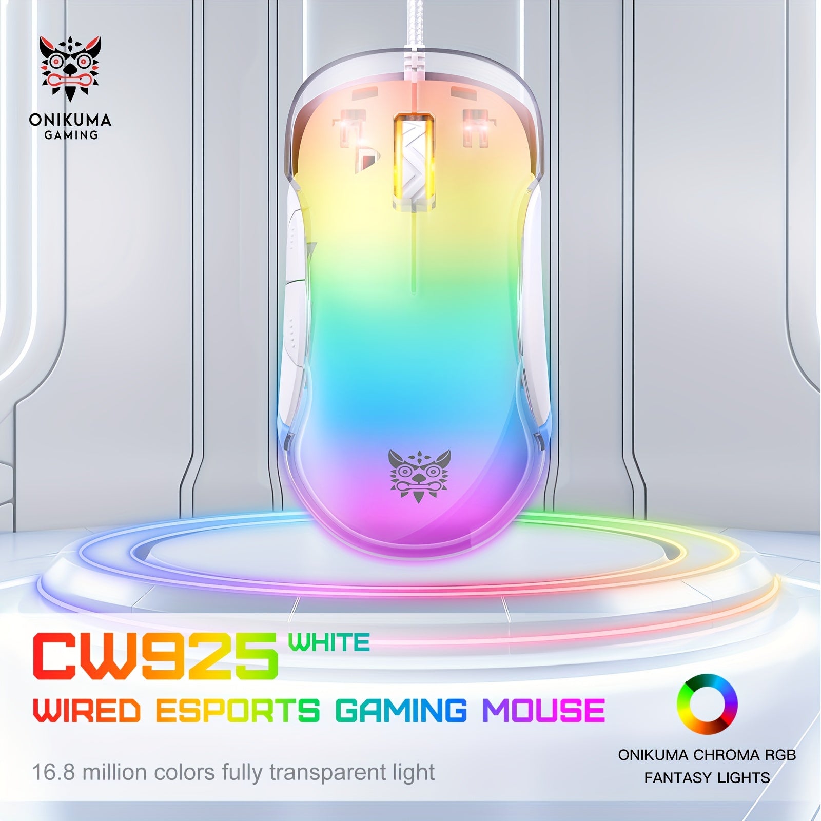ONIKUMA wired Gaming Mouse Backlit USB Optical Technology Compatible with Windows\u002FXP\u002FX-box\u002FPS4\u002FMac\u002FAir\u002FHP\u002FAcer\u002Fwired + white