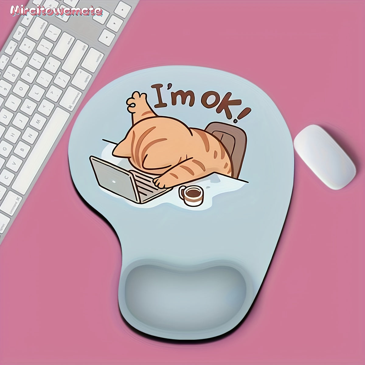 Ergonomic Mouse Pad with Wrist Support - Comfortable Non-Slip Base