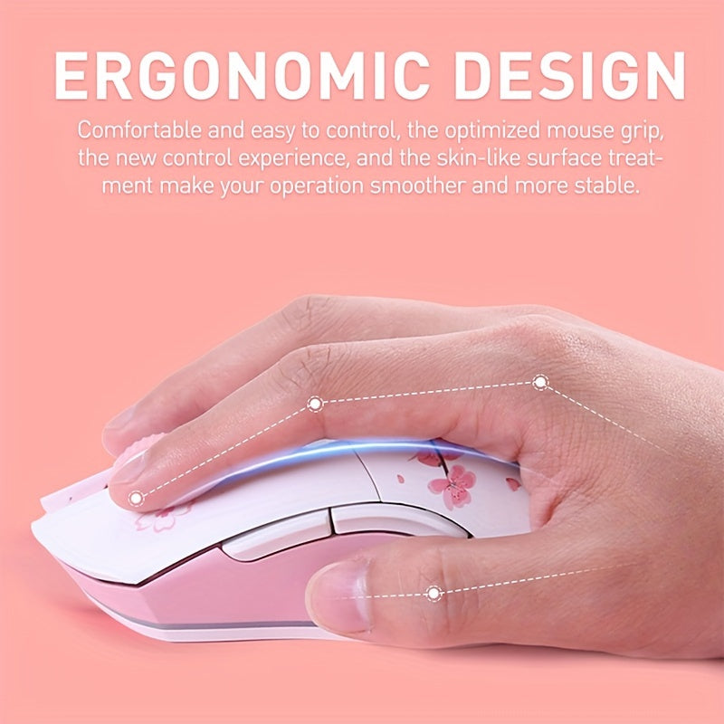 DAREU EM901 Sakura Pink Wireless Wired Gaming Mouse - Dual-Mode Rechargeable