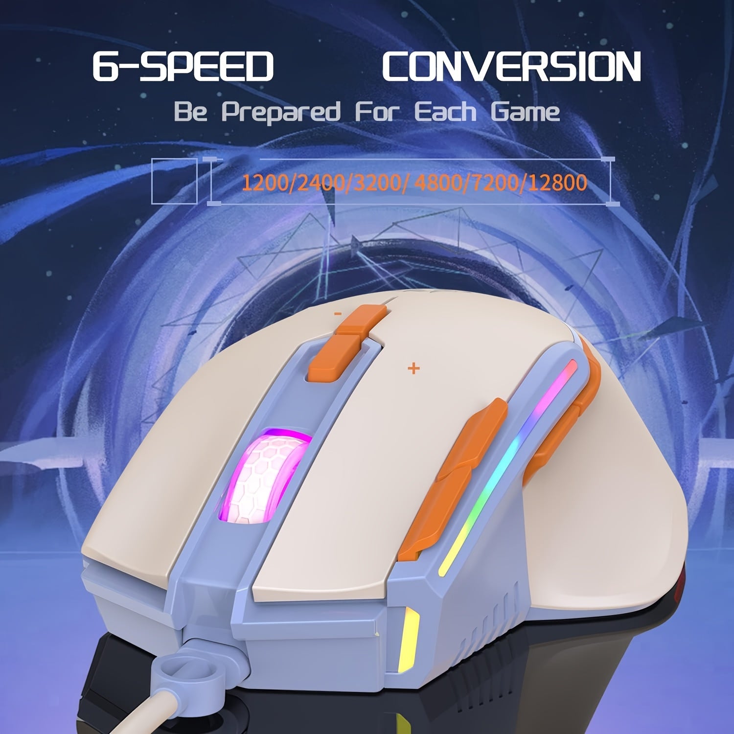 MAGIC-REFINER M2 Wired Gaming Mouse with 6 Types RGB Backlit High Precision, PC Gaming Macro Programming Mouse Conform Right Hand Engineering USB Plug Play for Laptop