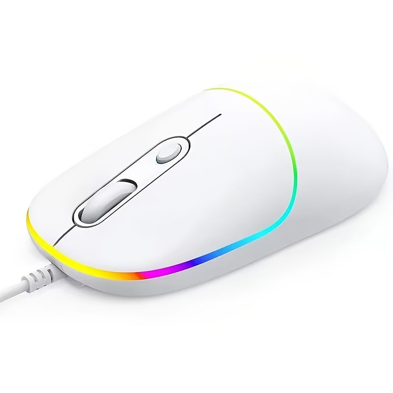 Ultra Quiet Wired Mouse Plug and Play 6400 DPI with RGB Backlight Office Mouse Perfect for PC and Laptop