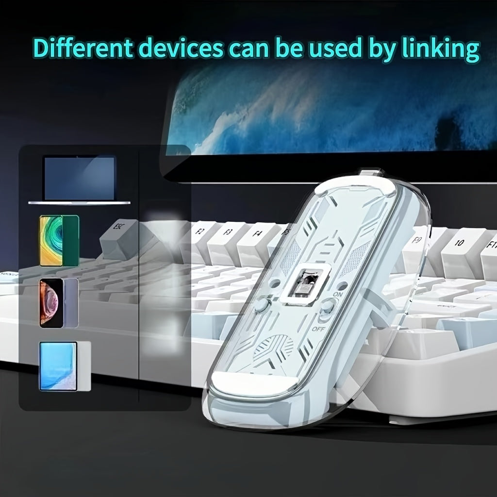 A transparent wireless Wireless mouse with real-time four-speed power display, USB charging