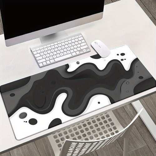 1pc Elegant Black & White Marble Pattern Rubber Mouse Mat - Ideal for Gaming & Office Use