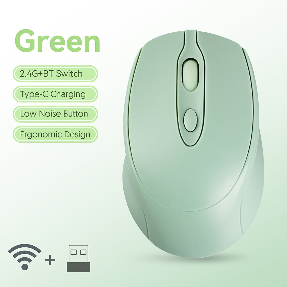Wireless Silent Mouse Wireless Silent Mouse | Ambidextrous Dual-Mode Ergonomic Type-C Rechargeable for Office