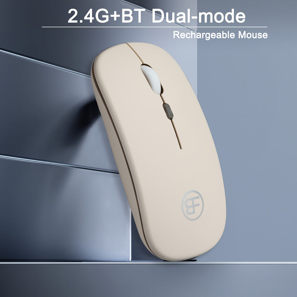 USB C Rechargeable Silent Wireless Mouse, RGB Light Emitting BT+2.4Ghz Dual Mode Wireless Mouse for Laptop Tablet Phone