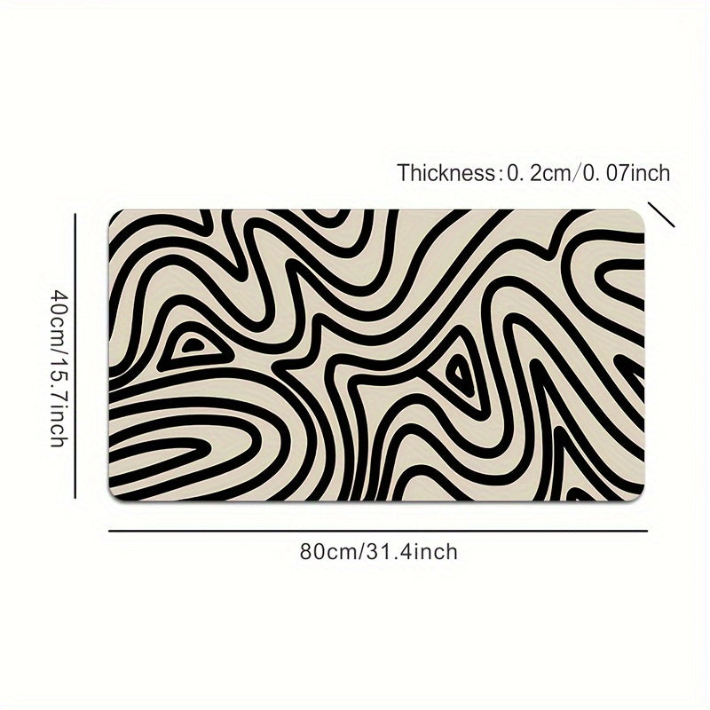 Large HD Abstract Line Art Gaming Mouse Pad - Non-Slip Rubber Base Rectangular Desk Mat