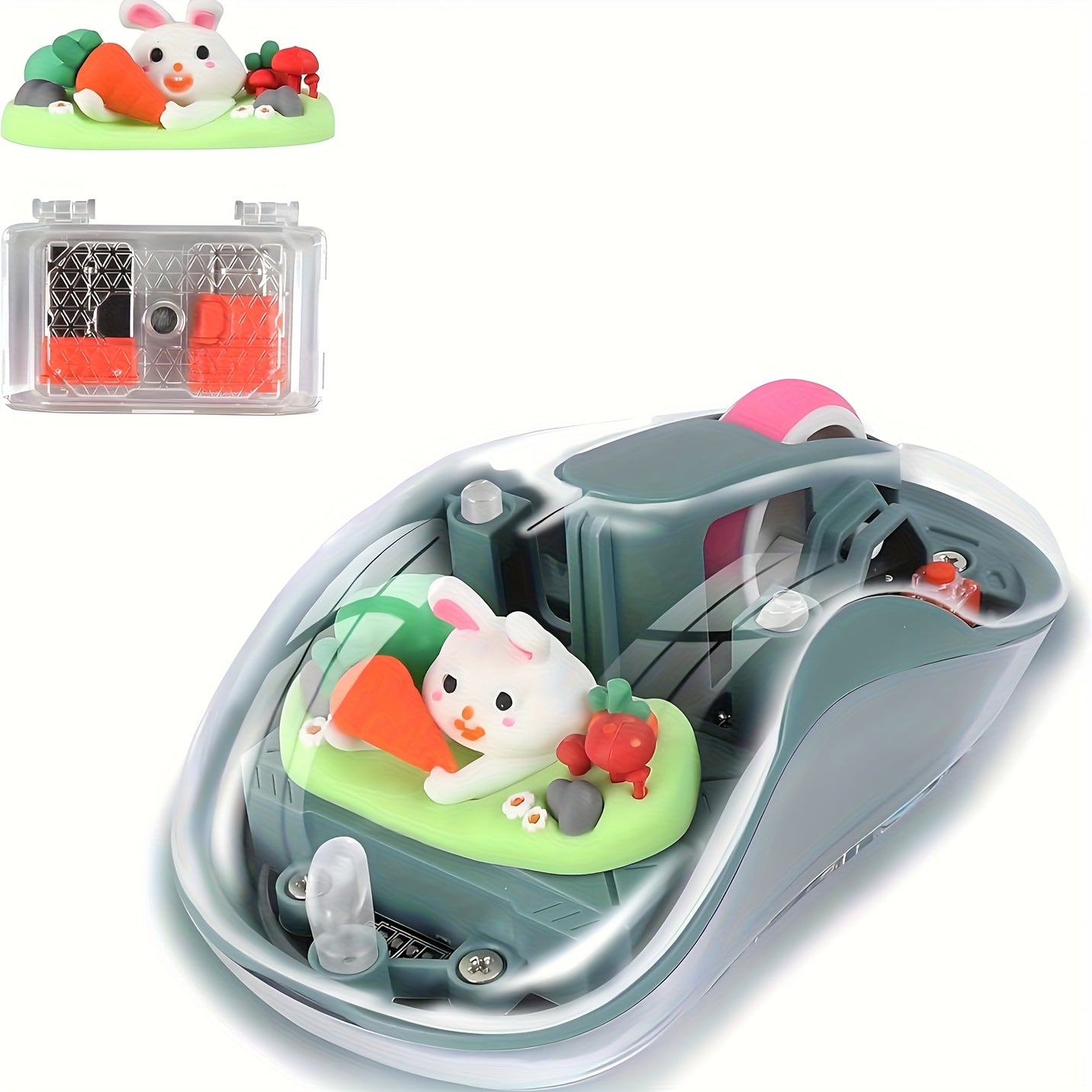 Cute Wireless USB C Mouse - Bluetooth Triple Mode Rechargeable Cartoon Mouse for Laptops