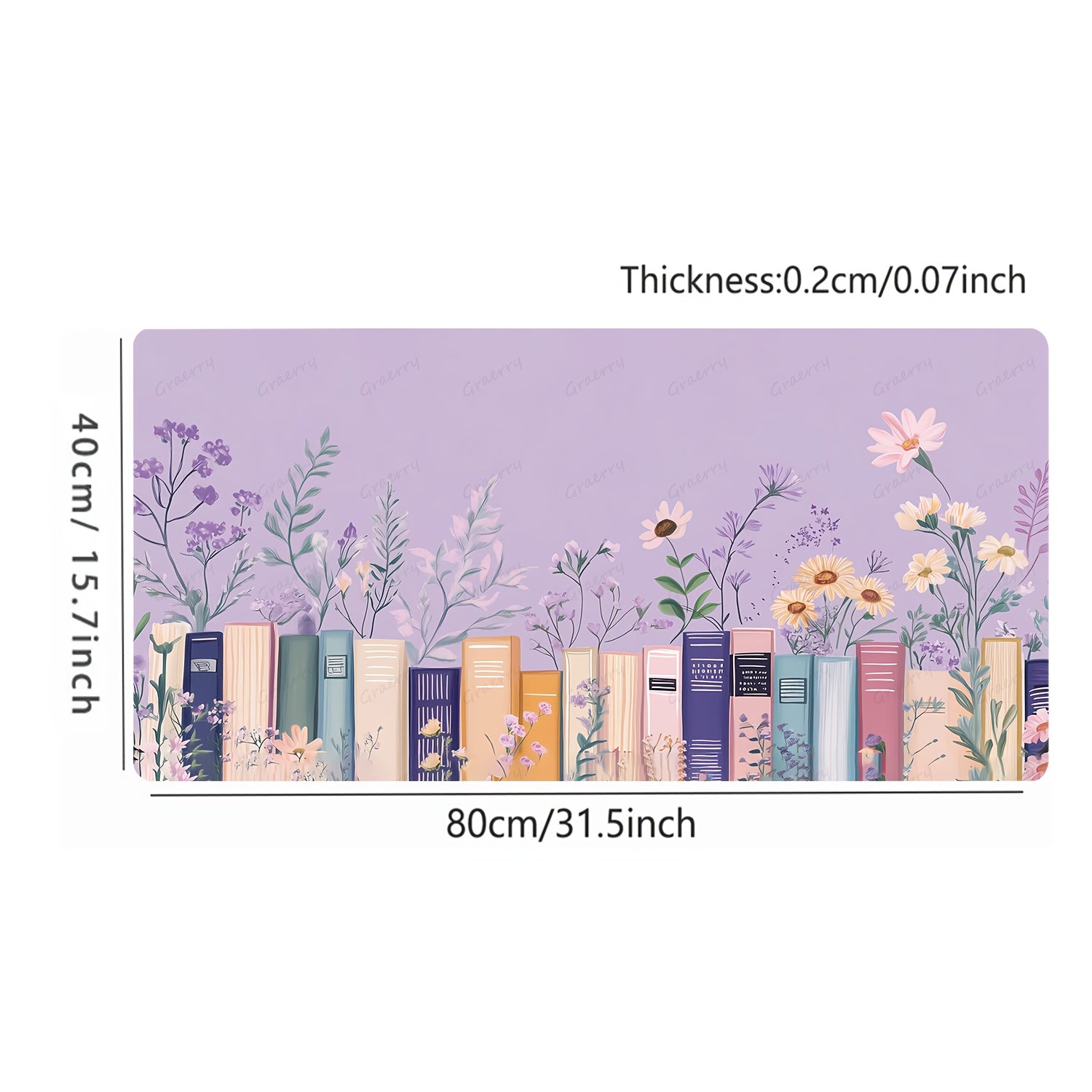 1pc Purple Bookish Lavender Large Mouse Pad