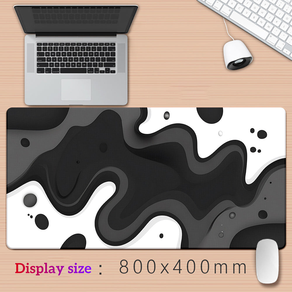 1pc Elegant Black & White Marble Pattern Rubber Mouse Mat - Ideal for Gaming & Office Use
