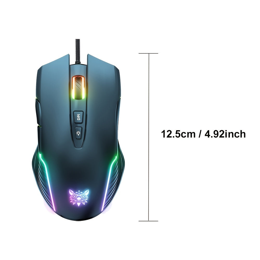 ONIKUMA CW905 Wired Mouse with Silent Operation, Designed for Gaming And Esports, Featuring Mechanical Keys, RGB Lighting, And a Heavy USB Connection for Computers And Laptops.