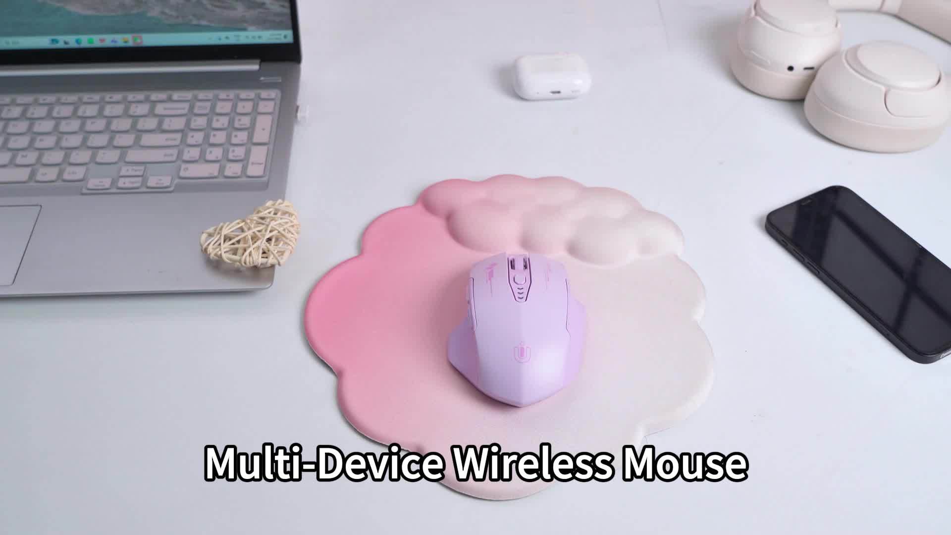 Pink Rechargeable Ergonomic BT Mouse with Visible Battery Indicator