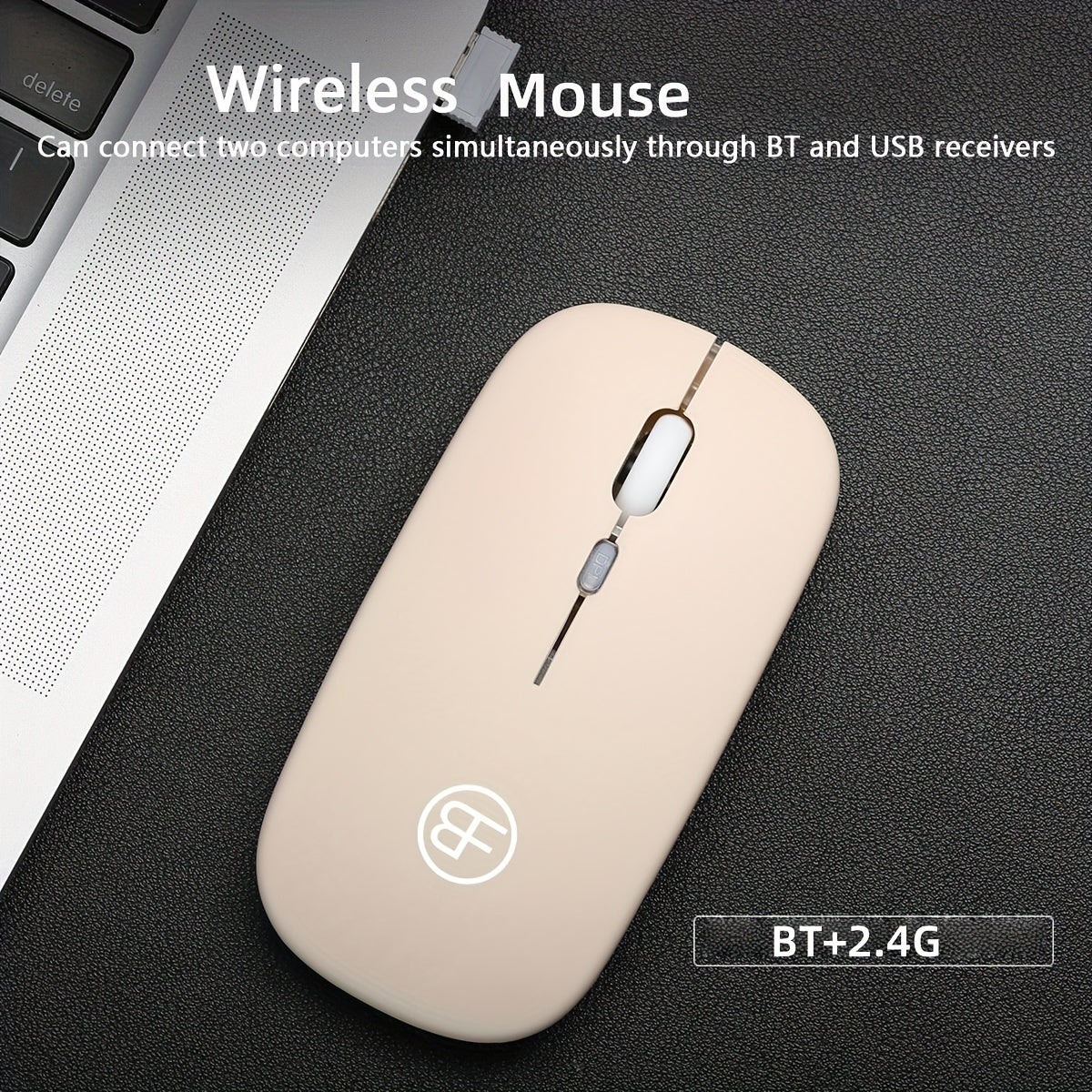 USB C Rechargeable Silent Wireless Mouse, RGB Light Emitting BT+2.4Ghz Dual Mode Wireless Mouse for Laptop Tablet Phone