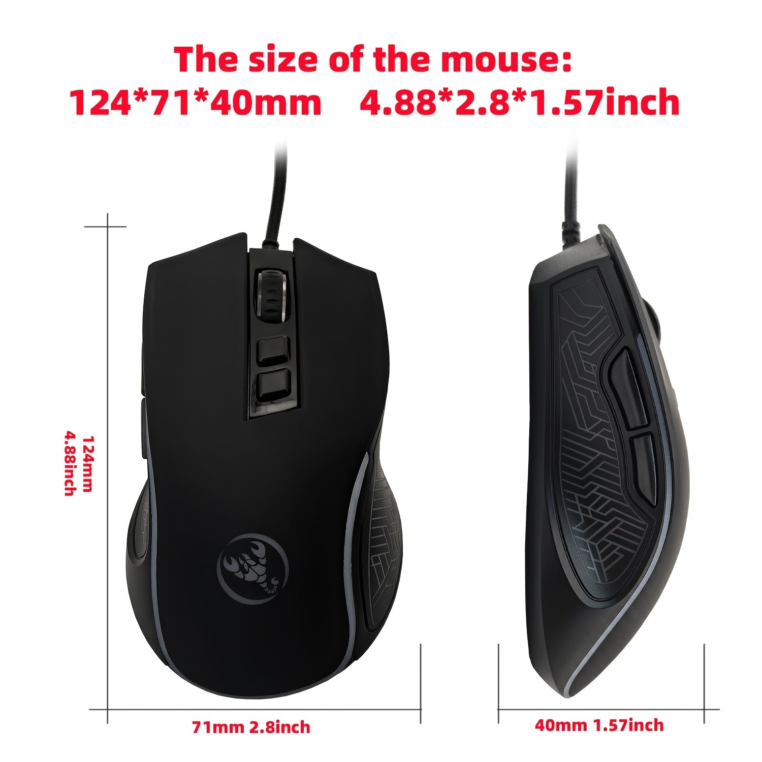 Wired Gaming Mouse with LED Lighting & Braided Cable (for extended service life). Its proper curved grooves fit the hand shape, keeping you comfortable even during long gaming sessions, and it is compatible with PCs, laptops and desktop computers.