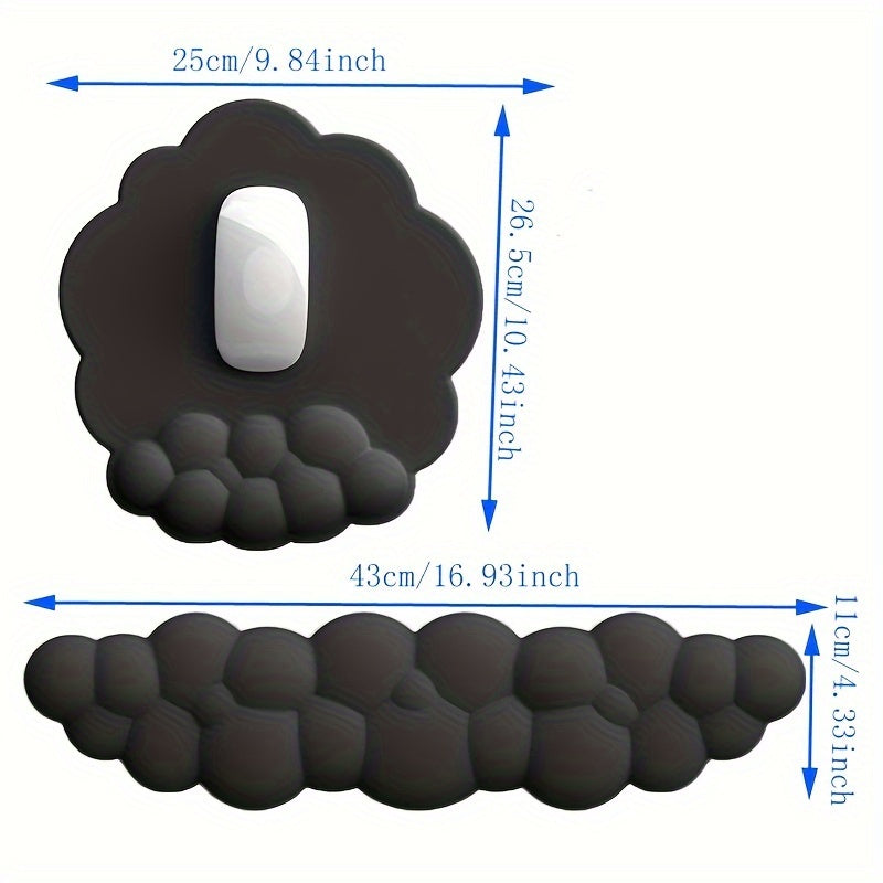 2pcs Cloud Wrist Rest Mouse Pad Keyboard Mat, Memory Foam Wrist Rest Computer Keyboard Mat Non-Slip
