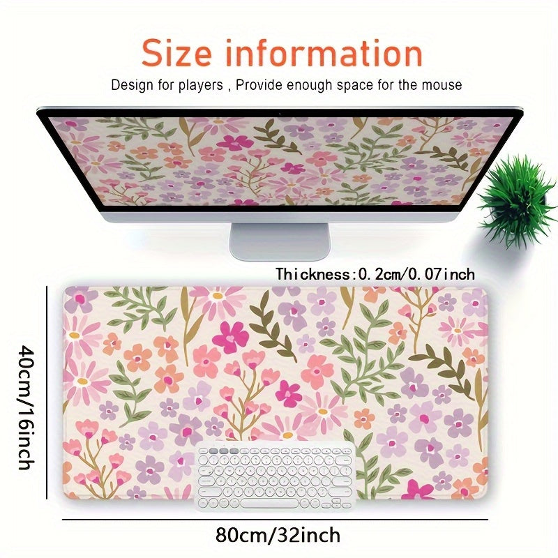 Large Pink Purple Lily Flower Mouse Pad with Non-Slip Rubber Base - Elegant Beige