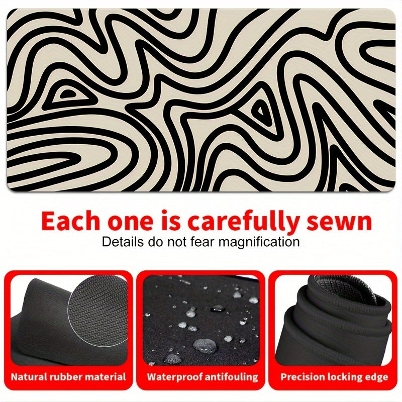 Large HD Abstract Line Art Gaming Mouse Pad - Non-Slip Rubber Base Rectangular Desk Mat