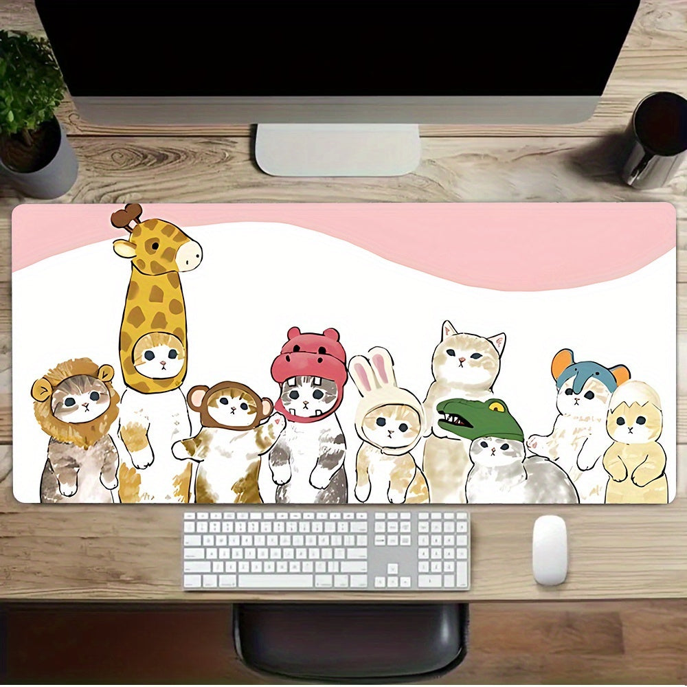 1pc Cute Kawaii Cartoon Animal Design Gaming Mouse Pad & Desk Mat - Non-Slip Rubber Base