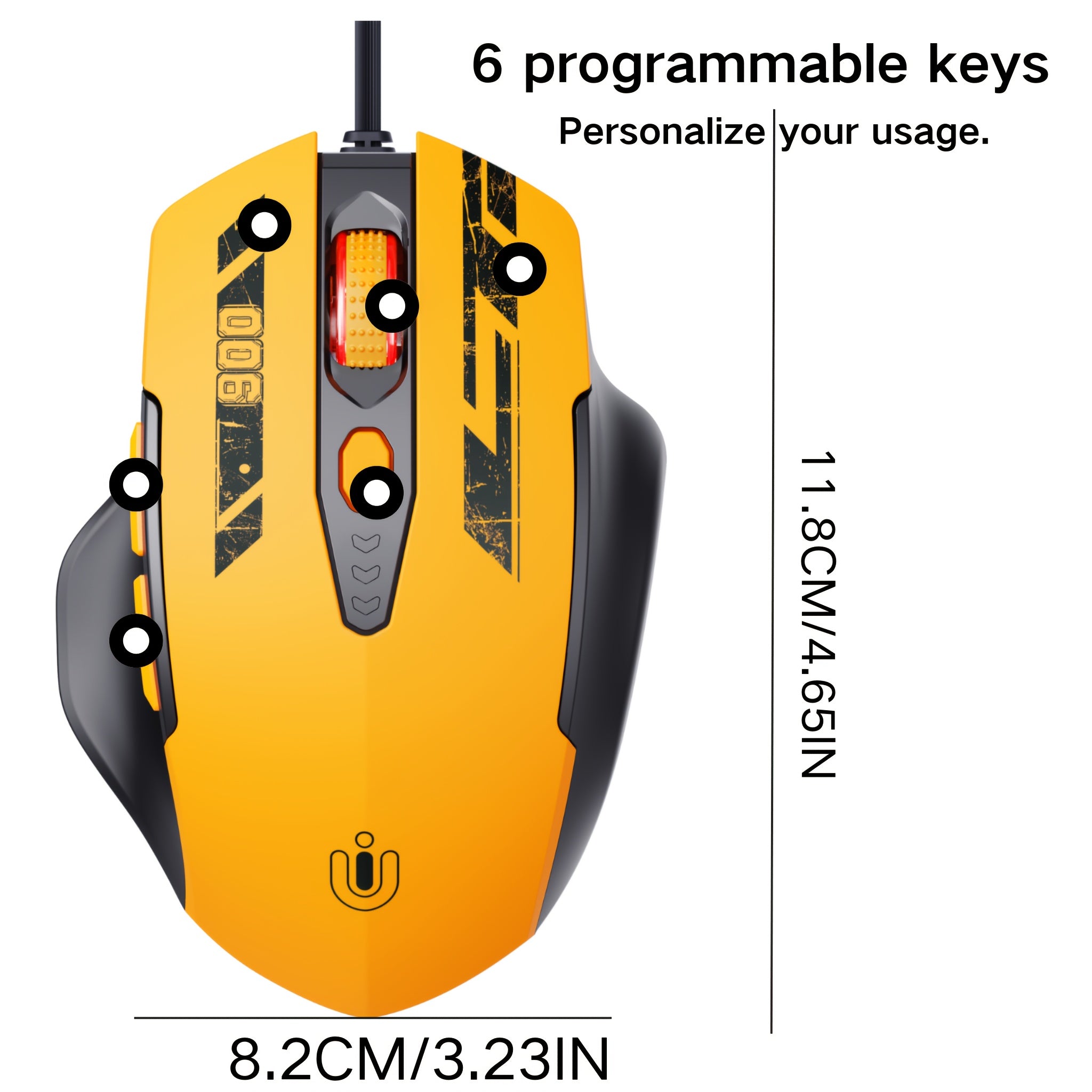 Gaming Mouse 6-Button Wired Mouse | Ergonomic Design, 1.5M USB Cable, LED Breathing Lights, Right-Handed for Gaming & Work