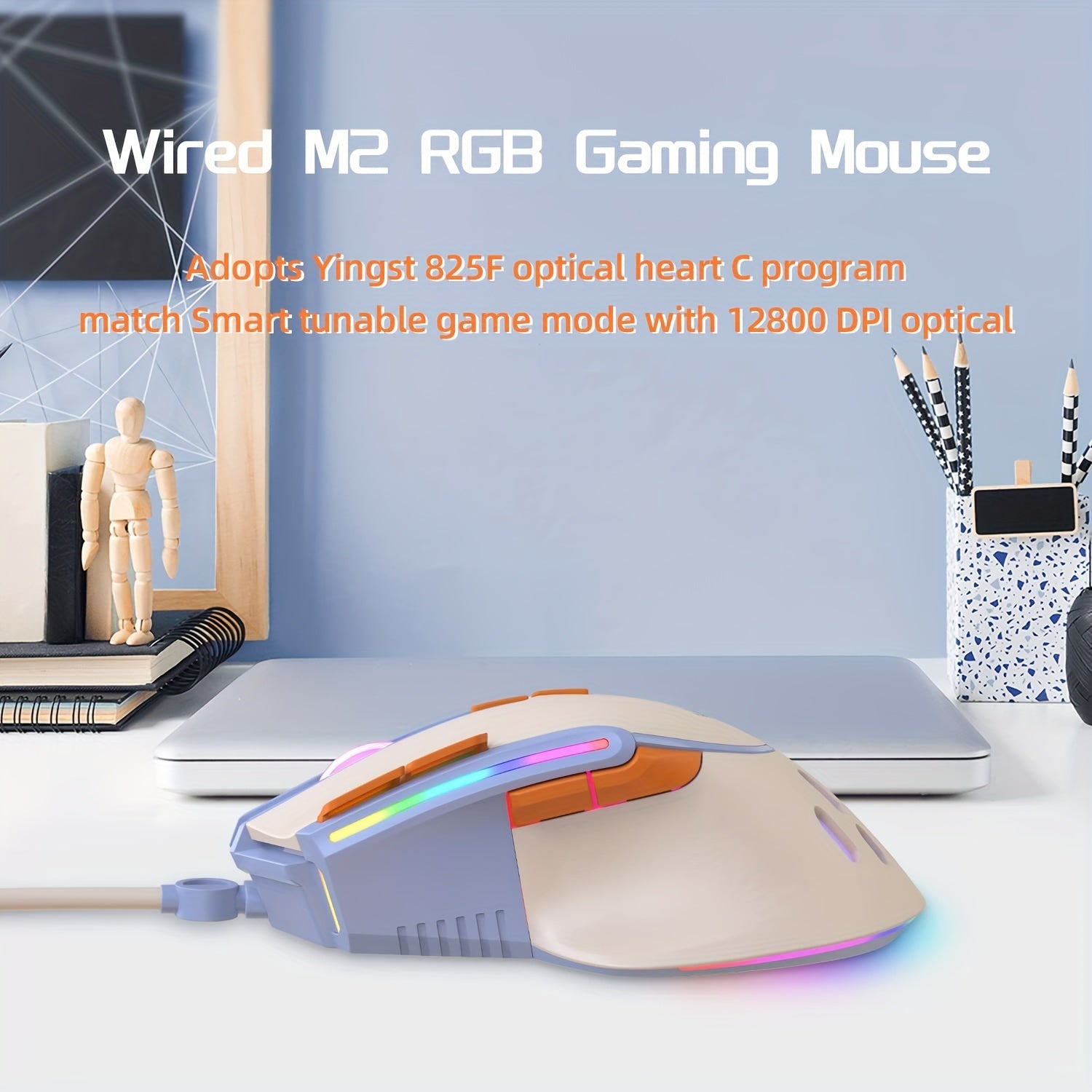 ZIYOU LANG M2 Wired Gaming Mouse With 6 Types RGB Backlit High Precision Adjustable 12800DPI, PC Gaming Macro Programming Mouse Conform Right Hand Engineering USB Plug Play For Laptop Mac