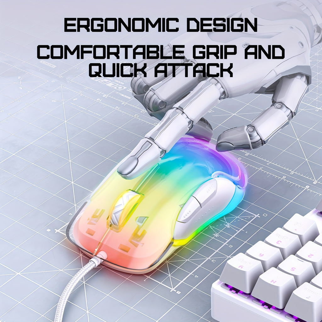 ONIKUMA wired Gaming Mouse Backlit USB Optical Technology Compatible with Windows\u002FXP\u002FX-box\u002FPS4\u002FMac\u002FAir\u002FHP\u002FAcer\u002Fwired + white