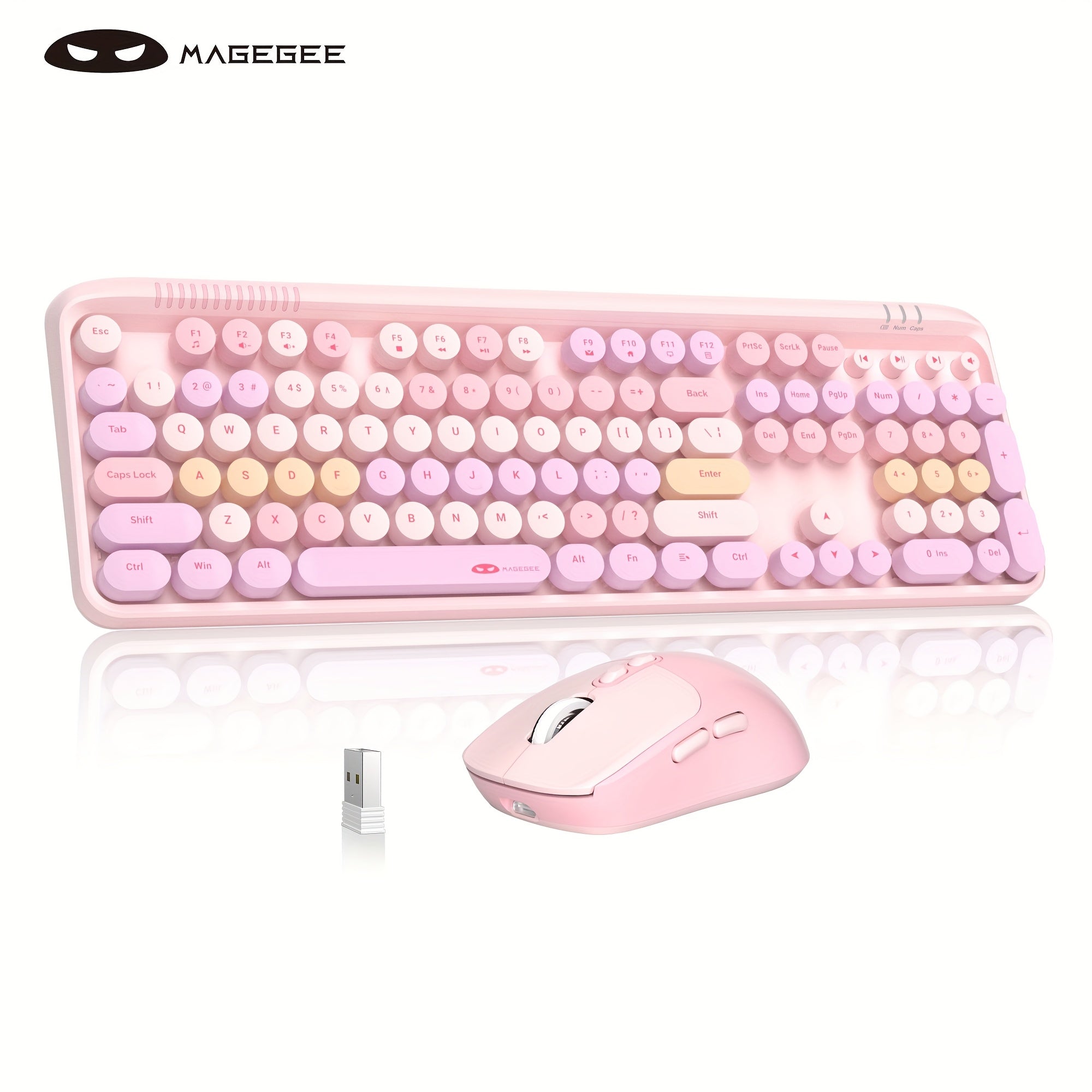 MageGee V920 Wireless Keyboard & Mouse Combo - 2.4GHz Ultra-Silent Typewriter Style
