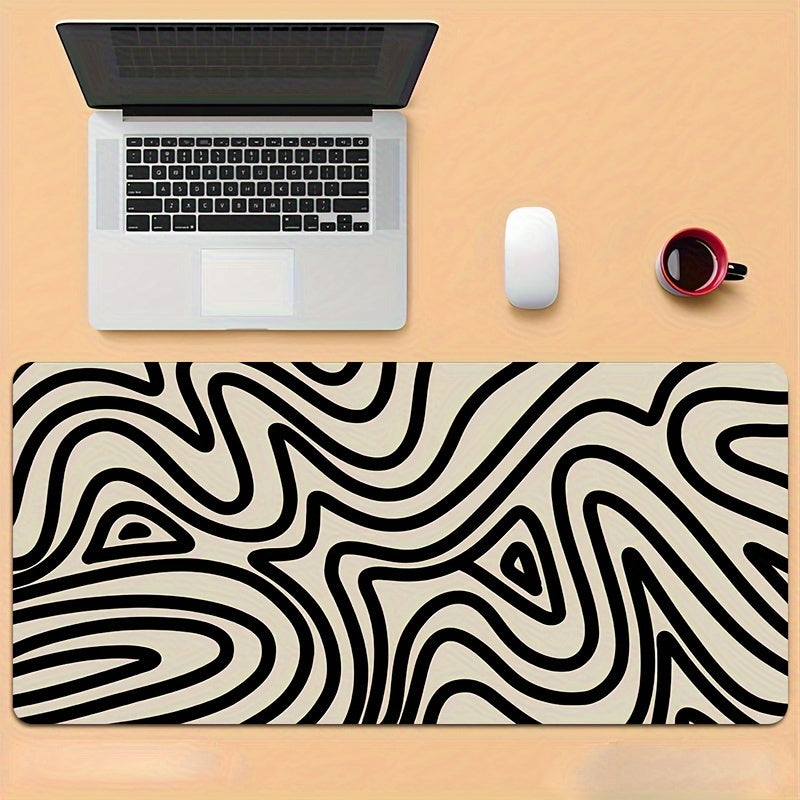 Large HD Abstract Line Art Gaming Mouse Pad - Non-Slip Rubber Base Rectangular Desk Mat