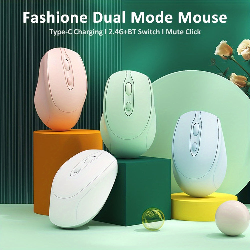 Wireless Silent Mouse Wireless Silent Mouse | Ambidextrous Dual-Mode Ergonomic Type-C Rechargeable for Office