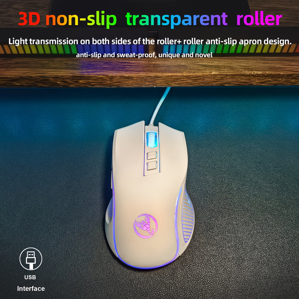 Wired Gaming Mouse with LED Lighting & Braided Cable (for extended service life). Its proper curved grooves fit the hand shape, keeping you comfortable even during long gaming sessions, and it is compatible with PCs, laptops and desktop computers.