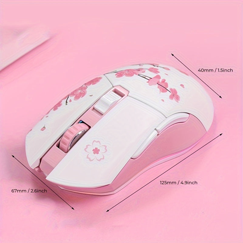 DAREU EM901 Sakura Pink Wireless Wired Gaming Mouse - Dual-Mode Rechargeable