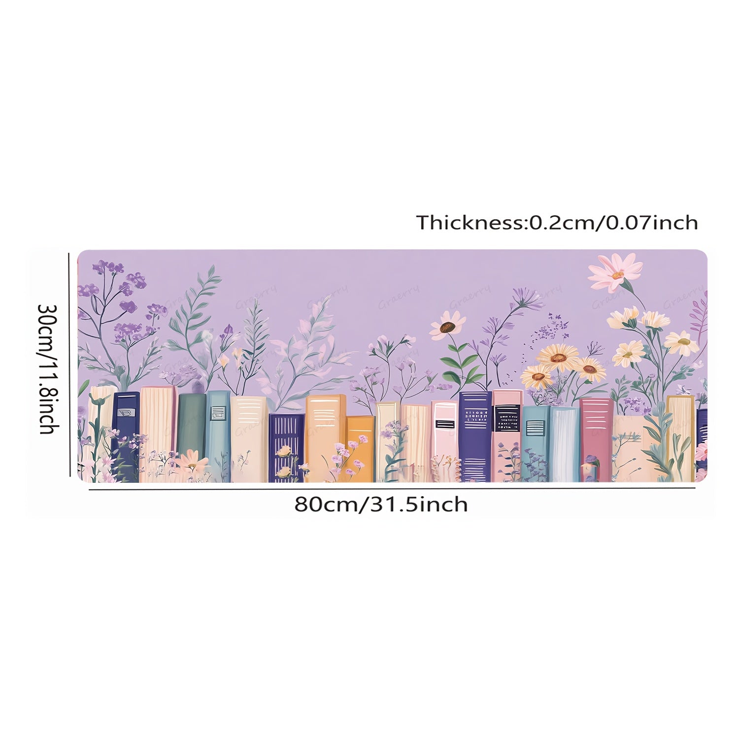 1pc Purple Bookish Lavender Large Mouse Pad