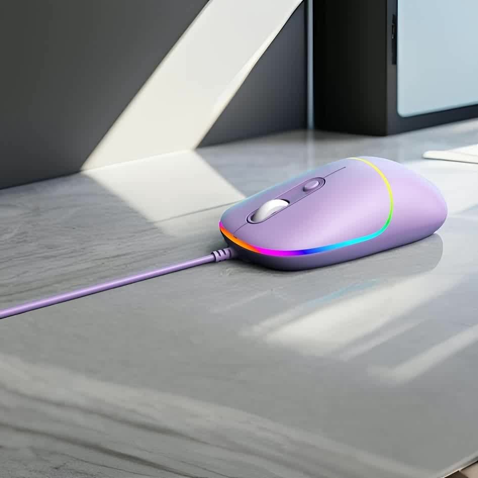 Ultra Quiet Wired Mouse Plug and Play 6400 DPI with RGB Backlight Office Mouse Perfect for PC and Laptop