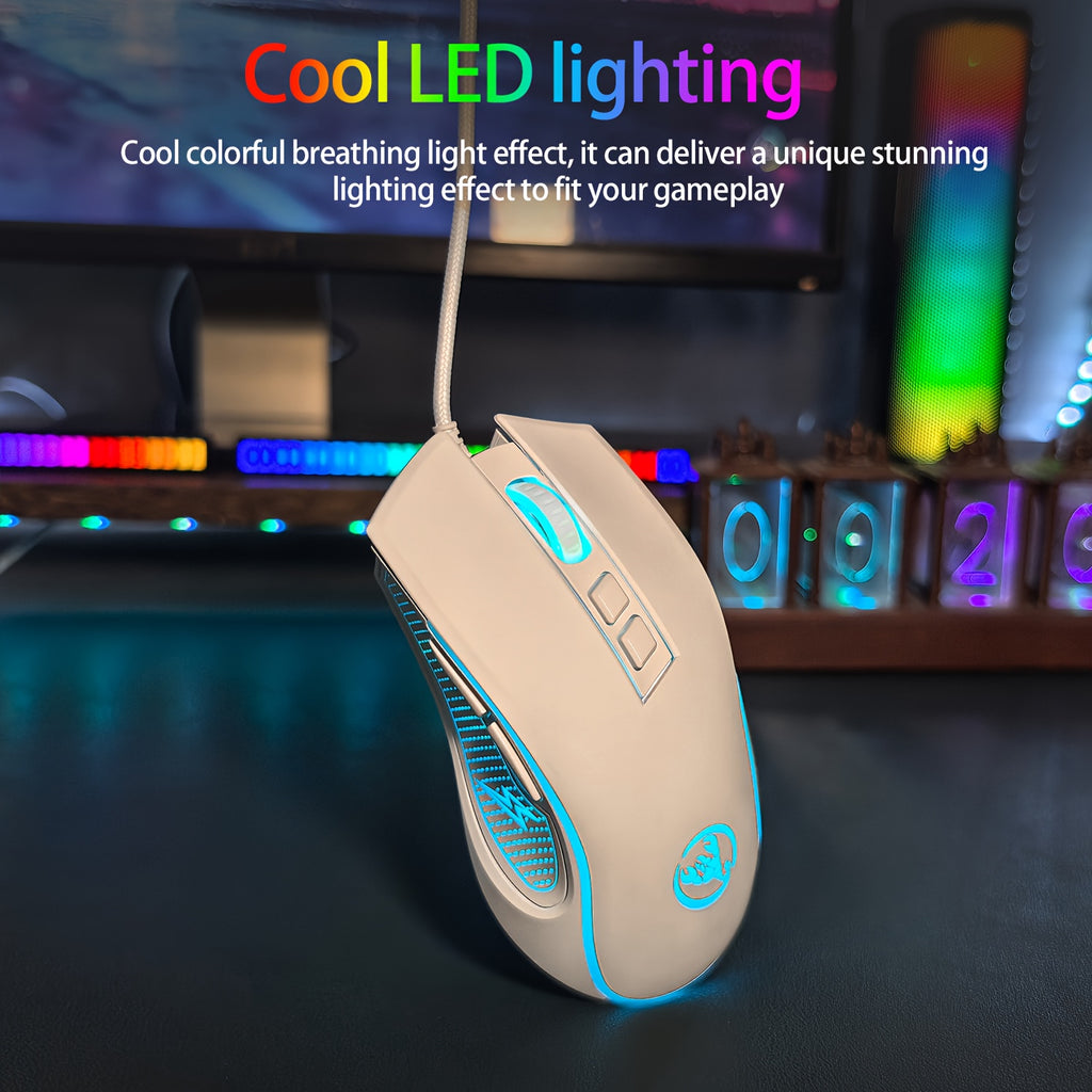 Wired Gaming Mouse with LED Lighting & Braided Cable (for extended service life). Its proper curved grooves fit the hand shape, keeping you comfortable even during long gaming sessions, and it is compatible with PCs, laptops and desktop computers.