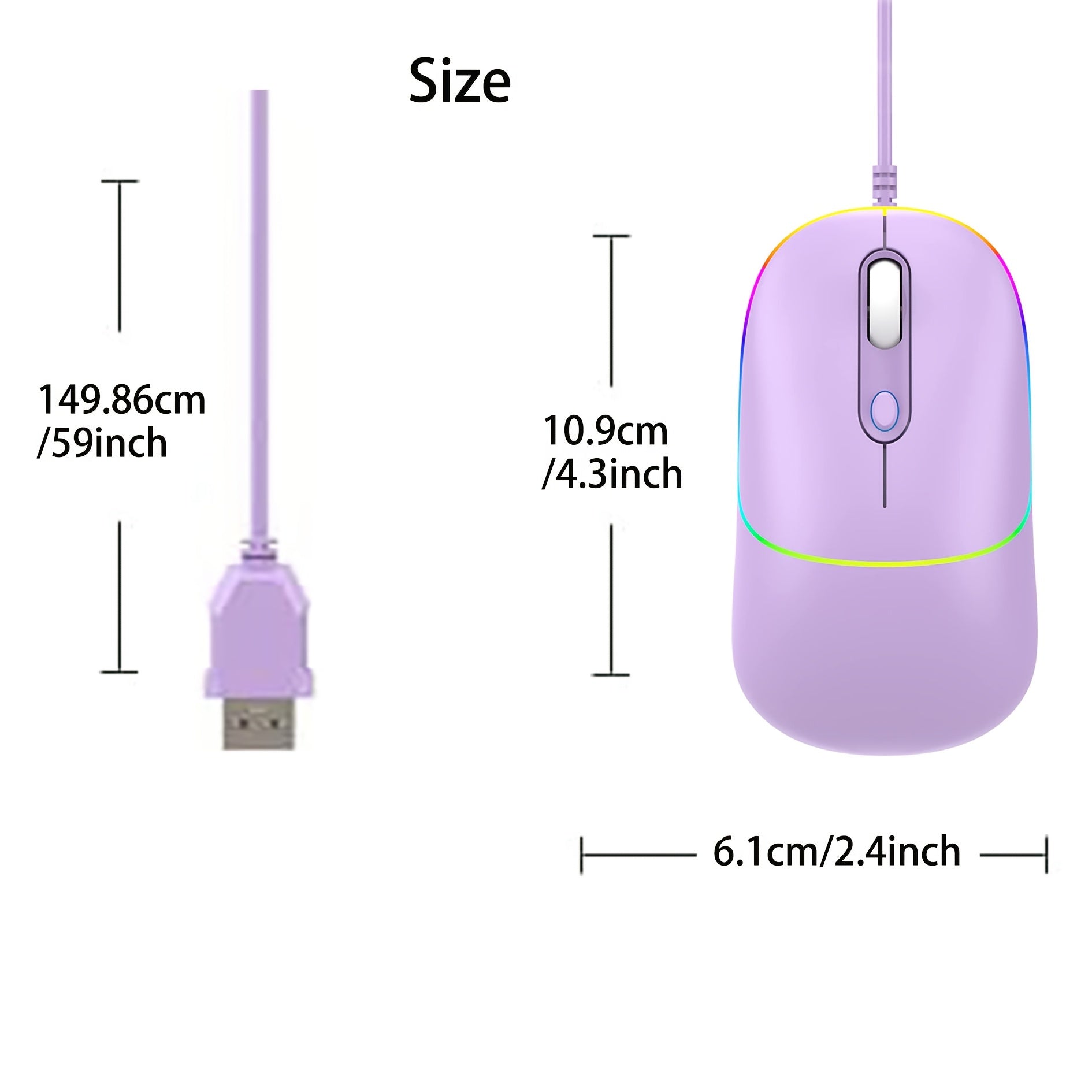 Ultra Quiet Wired Mouse Plug and Play 6400 DPI with RGB Backlight Office Mouse Perfect for PC and Laptop