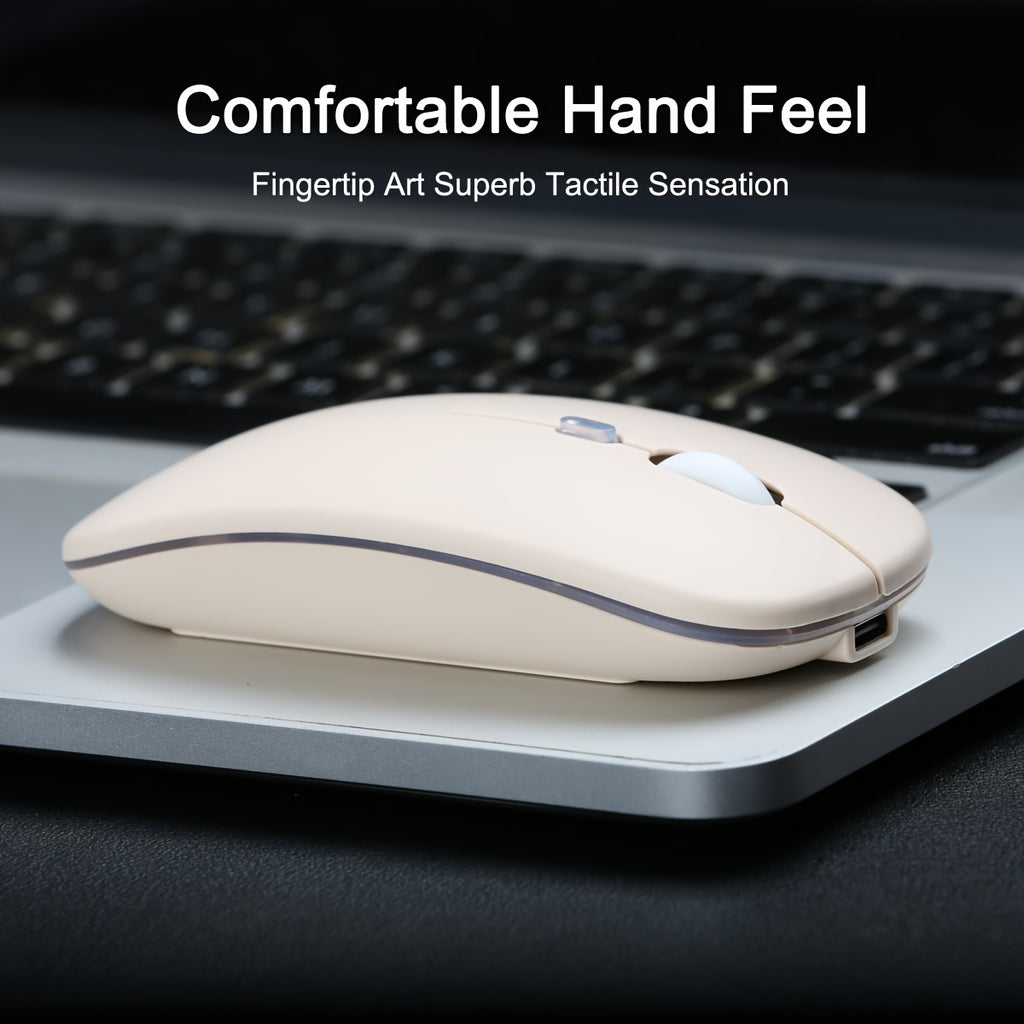 USB C Rechargeable Silent Wireless Mouse, RGB Light Emitting BT+2.4Ghz Dual Mode Wireless Mouse for Laptop Tablet Phone