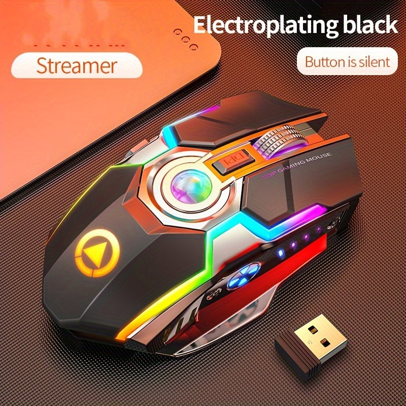 YINDIAO Rechargeable Wireless Mouse, Silent Click, Animal Print, Ambidextrous, Optical Movement Detection