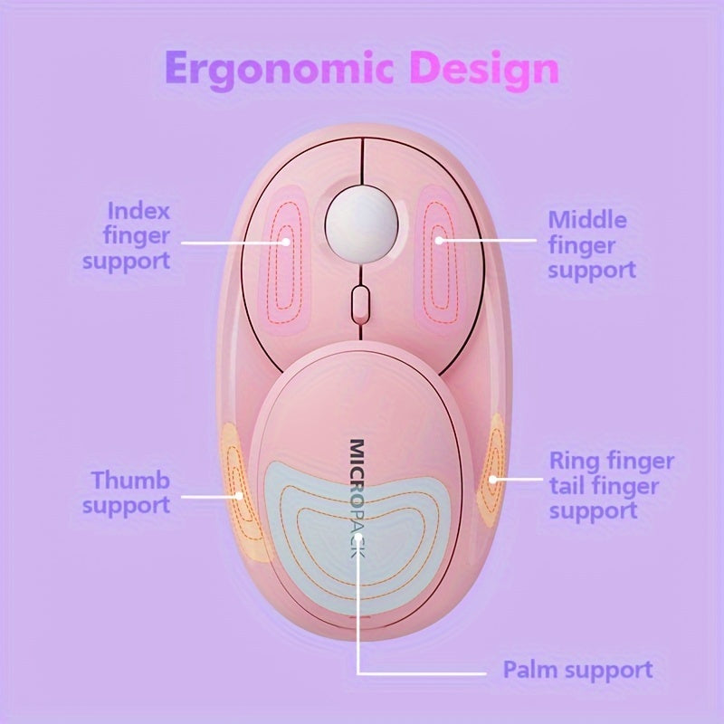 Rechargeable Wireless Mouse 2.4G\u002FBT Dual Mode, 2.4GHz Portable Cordless Mice PC, Laptop