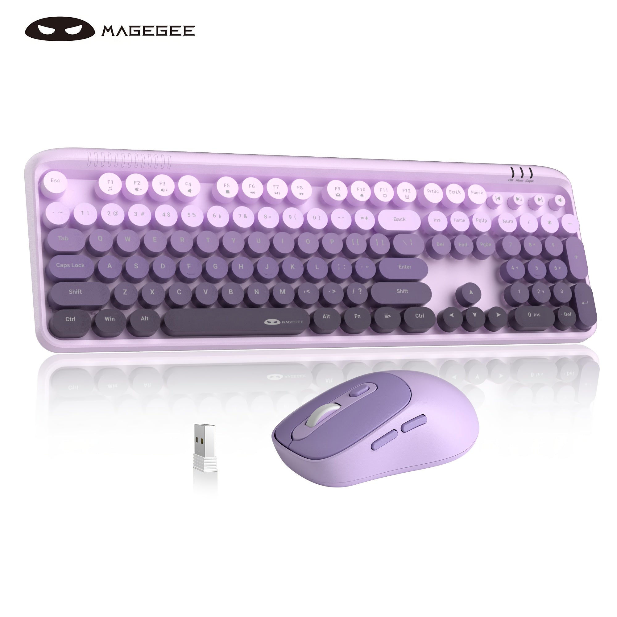 MageGee V920 Wireless Keyboard & Mouse Combo - 2.4GHz Ultra-Silent Typewriter Style