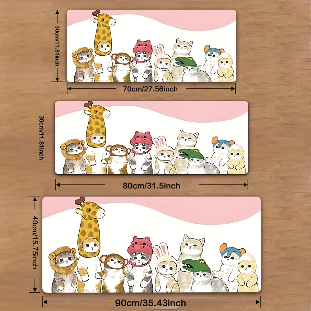 1pc Cute Kawaii Cartoon Animal Design Gaming Mouse Pad & Desk Mat - Non-Slip Rubber Base