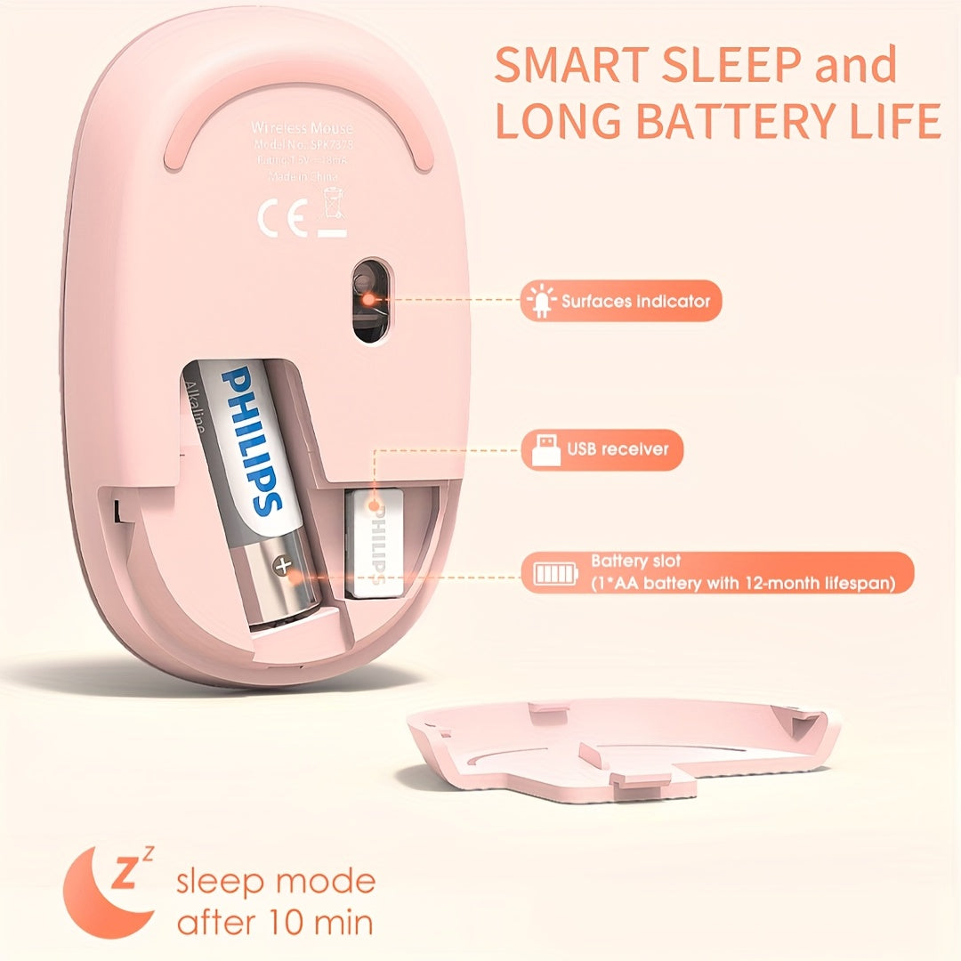 For Philips Wireless Mouse, Silent Click, Portable USB Wireless Mouse, Suitable for PC, Laptop, Gaming