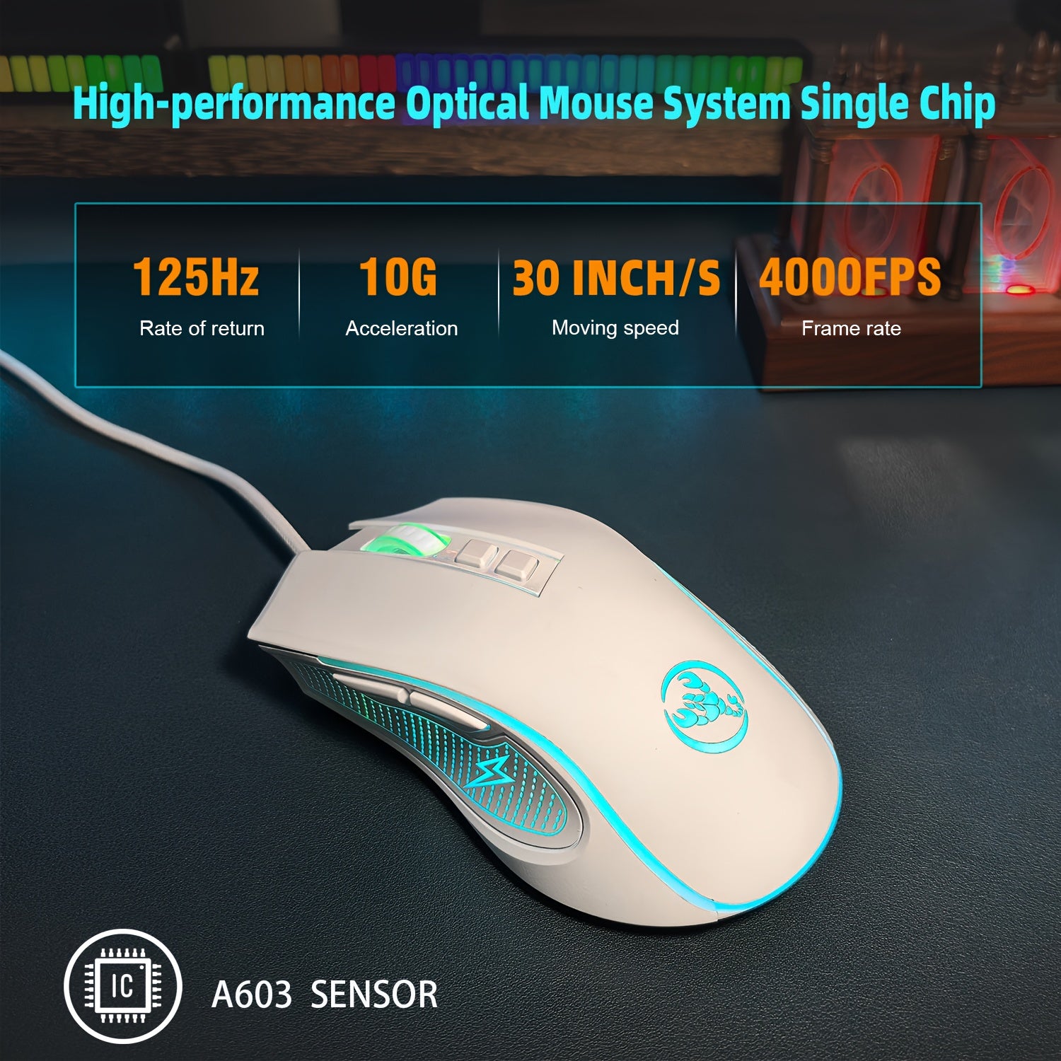 Wired Gaming Mouse with LED Lighting & Braided Cable (for extended service life). Its proper curved grooves fit the hand shape, keeping you comfortable even during long gaming sessions, and it is compatible with PCs, laptops and desktop computers.