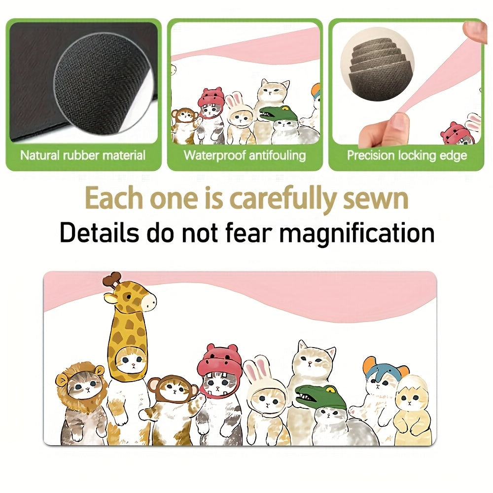 1pc Cute Kawaii Cartoon Animal Design Gaming Mouse Pad & Desk Mat - Non-Slip Rubber Base