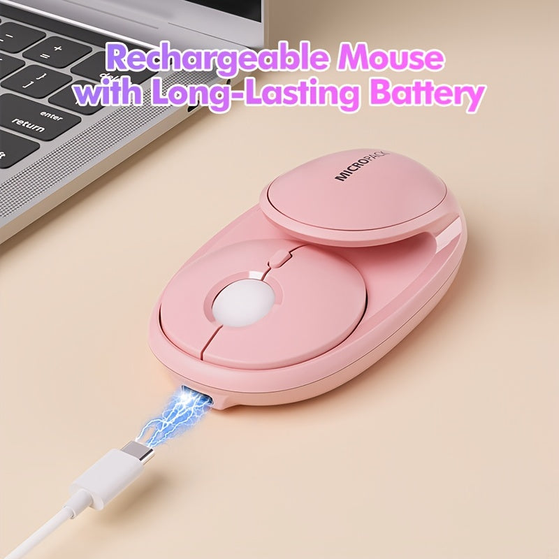 Rechargeable Wireless Mouse 2.4G\u002FBT Dual Mode, 2.4GHz Portable Cordless Mice PC, Laptop