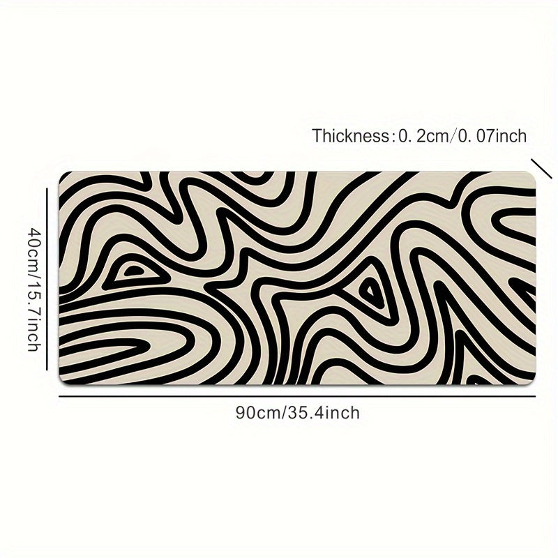 Large HD Abstract Line Art Gaming Mouse Pad - Non-Slip Rubber Base Rectangular Desk Mat