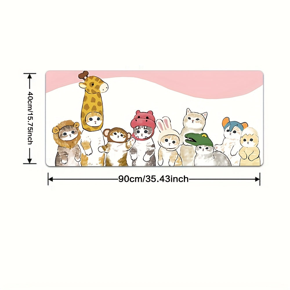 1pc Cute Kawaii Cartoon Animal Design Gaming Mouse Pad & Desk Mat - Non-Slip Rubber Base
