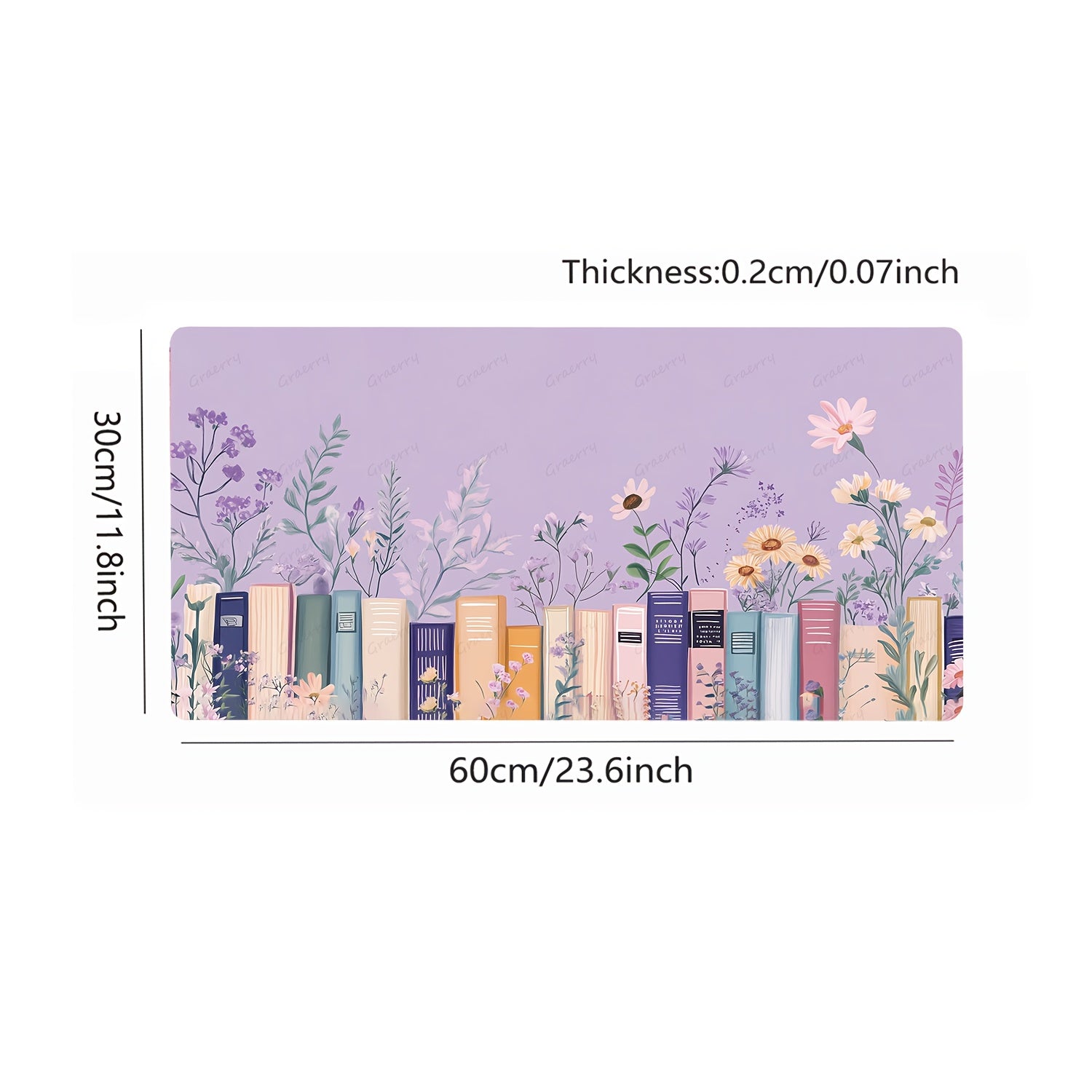 1pc Purple Bookish Lavender Large Mouse Pad