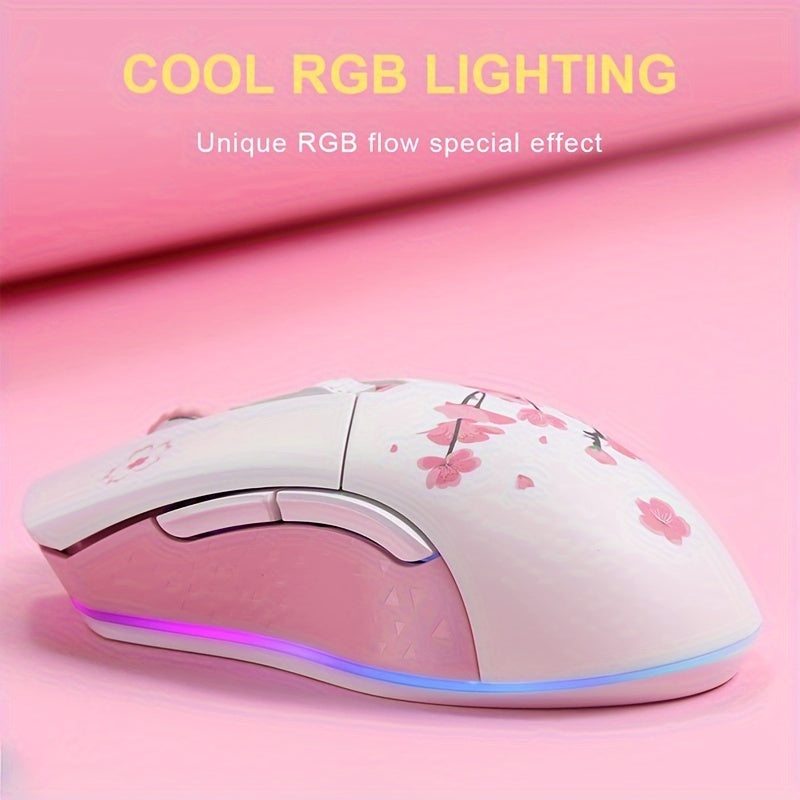 DAREU EM901 Sakura Pink Wireless Wired Gaming Mouse - Dual-Mode Rechargeable